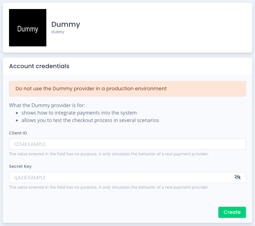 Dummy configuration