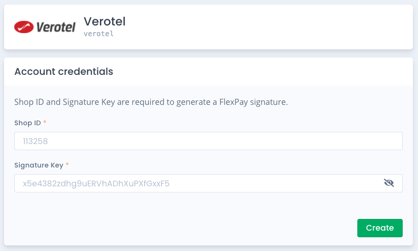 Verotel configuration